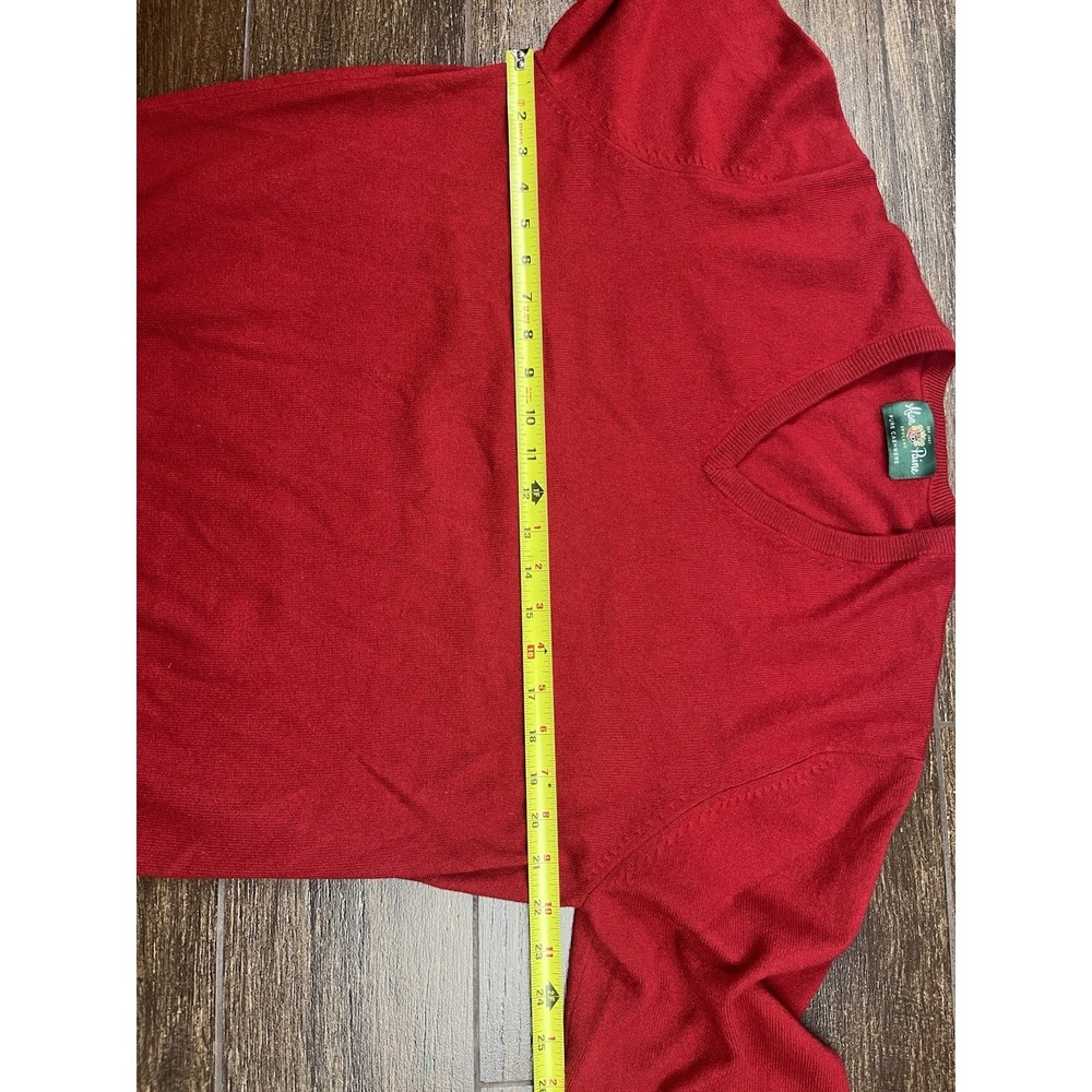 Alan Paine England Sweater Sz Large Red 100% Cashmere Knit V-Neck UK 44 / EU 52 - Picture 6 of 10
